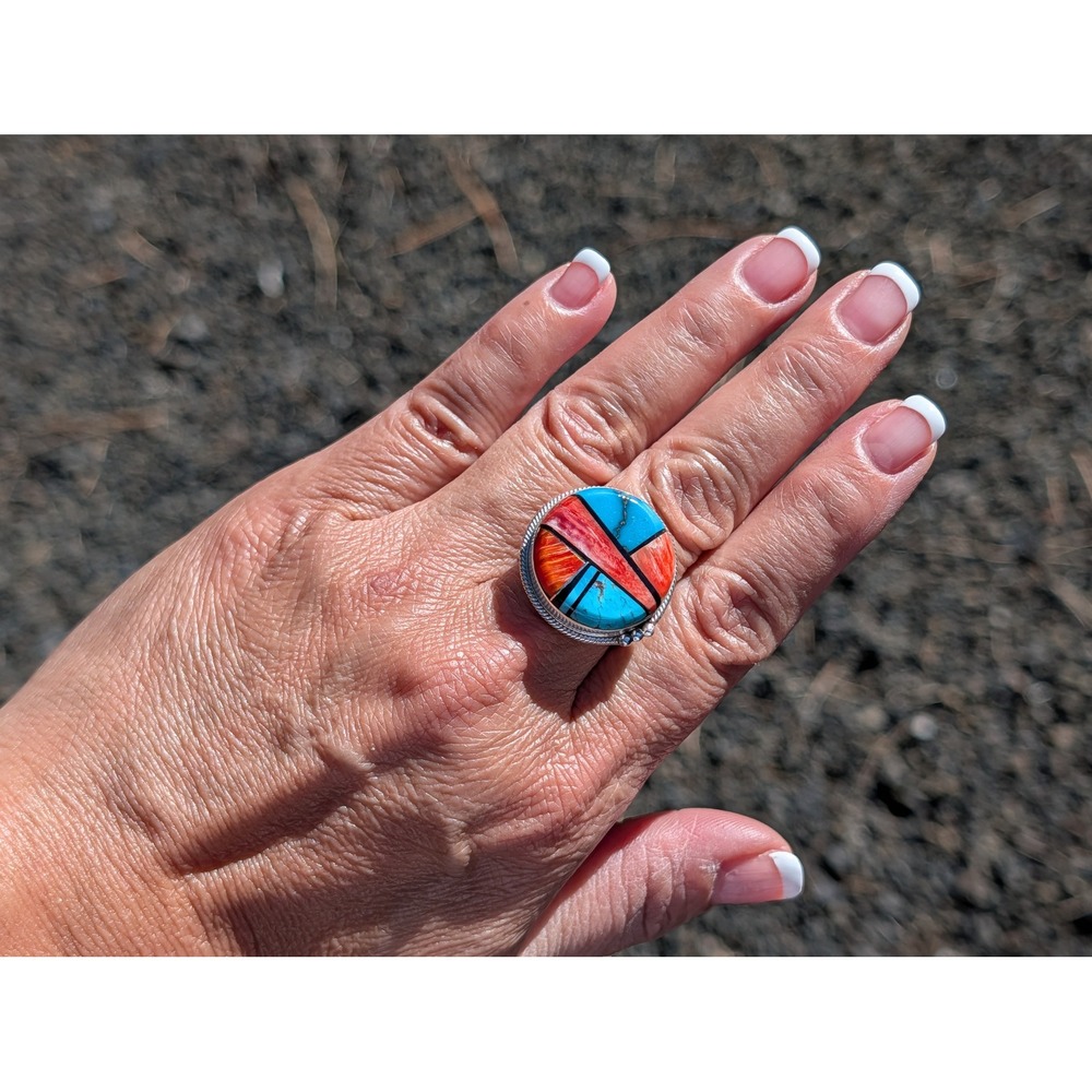 Navajo Women's Ring Sterling Silver Genuine Native Jewelry 8.5 Handmade *** - Picture 5 of 10